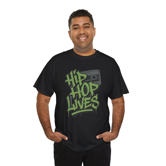 Hip Hop Lives Unisex Heavy Cotton Tee - Vintage Graffiti Style Shirt